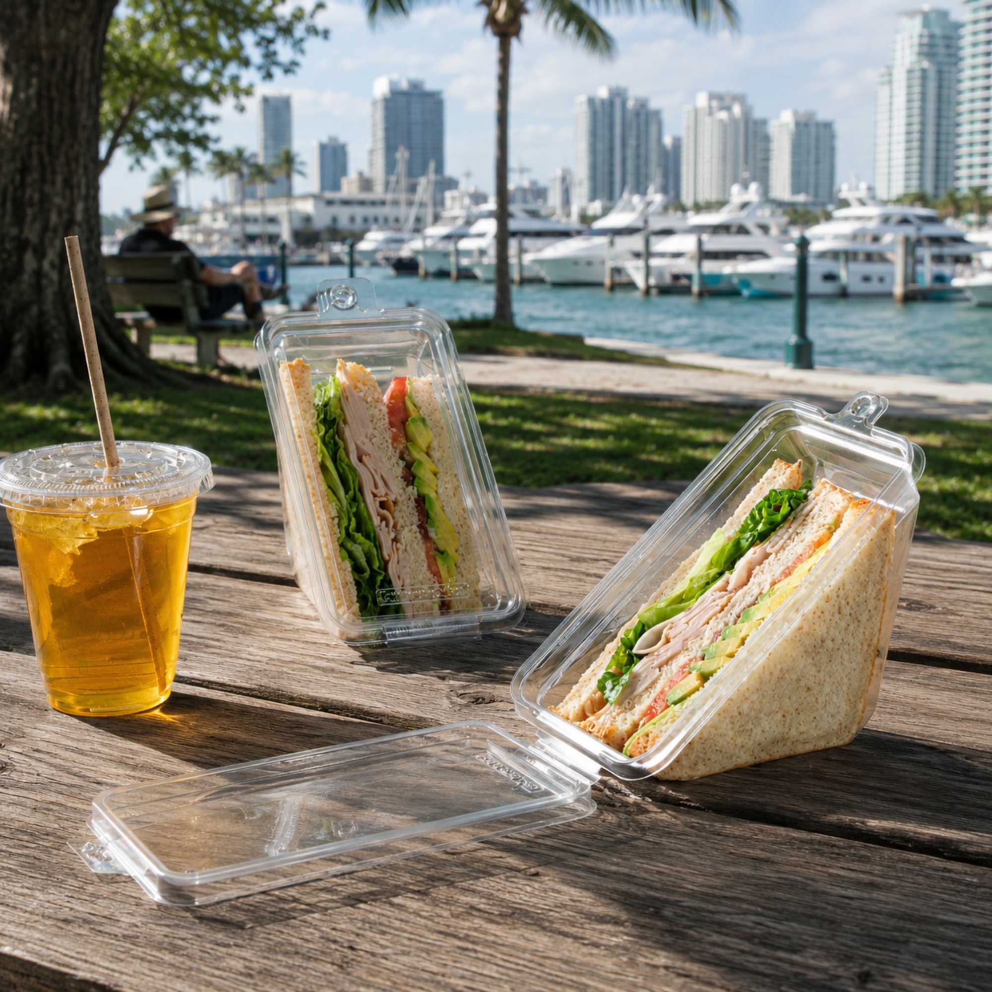 Tamper Tek Triangle Clear Plastic Sandwich Container - with Lid, Tamper-Evident - 7 1/4" x 4" x 3 1/2" - 100 count box