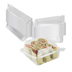 Tamper Tek Square Clear Plastic Sandwich Container - with Lid, Tamper-Evident - 5 3/4