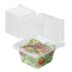 Tamper Tek 12 oz Square Clear Plastic Salad Bowl - with Lid, Tamper-Evident - 4 3/4