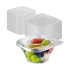 Tamper Tek 8 oz Square to Round Clear Plastic Deli / Snack Container - with Lid, Tamper-Evident - 4 3/4