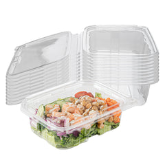Tamper Tek 20 oz Rectangle Clear Plastic Salad Container - with Lid, Tamper-Evident - 7 1/4