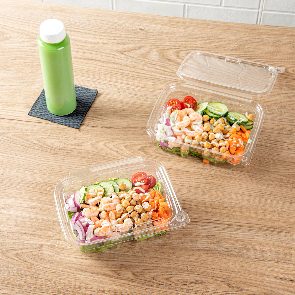 Salad Container Empty Tamper Tek 20 oz Rectangle Clear Plastic Salad Container - with Lid ...
