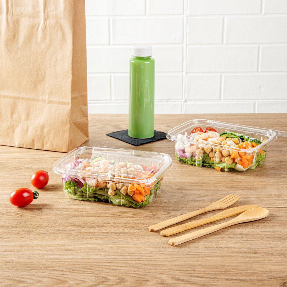 Salad Container Empty Tamper Tek 20 oz Rectangle Clear Plastic Salad Container - with Lid ...