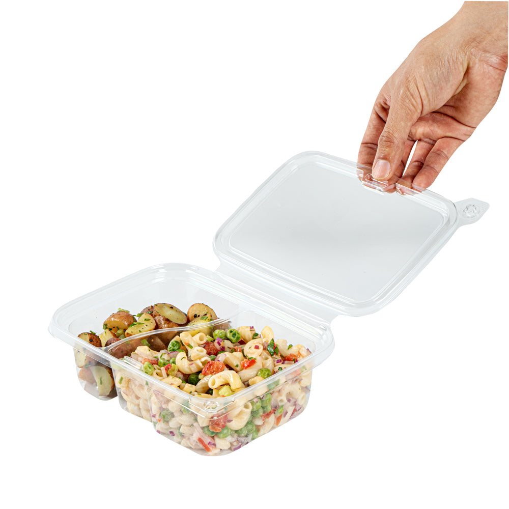 Tamper Tek 24 oz Rectangle Clear Plastic Container - with Lid, Tamper ...
