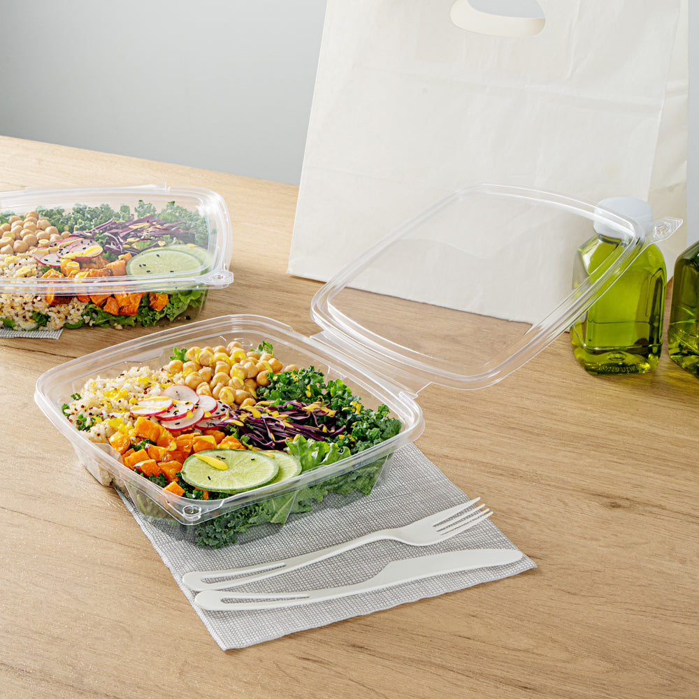 Tamper Tek 48 oz Rectangle Clear Plastic Salad Container - with Lid ...