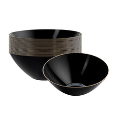 Moderna 6 oz Round Black Plastic Gold-Rimmed Bowl - 4 3/4