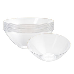Moderna 6 oz Round Clear Plastic Gold-Rimmed Bowl - 4 3/4