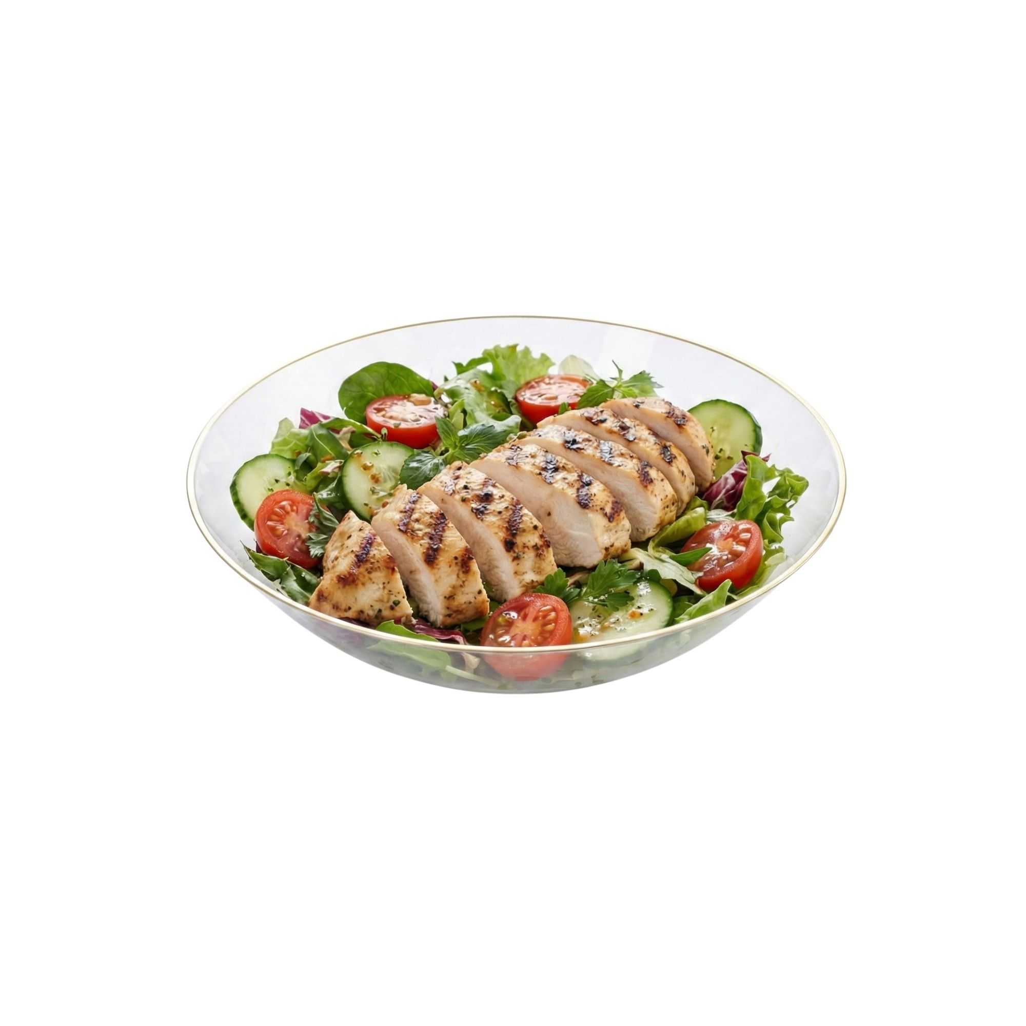 Moderna 16 oz Round Clear Plastic Gold-Rimmed Bowl - 7" x 7" x 2" - 100 count box