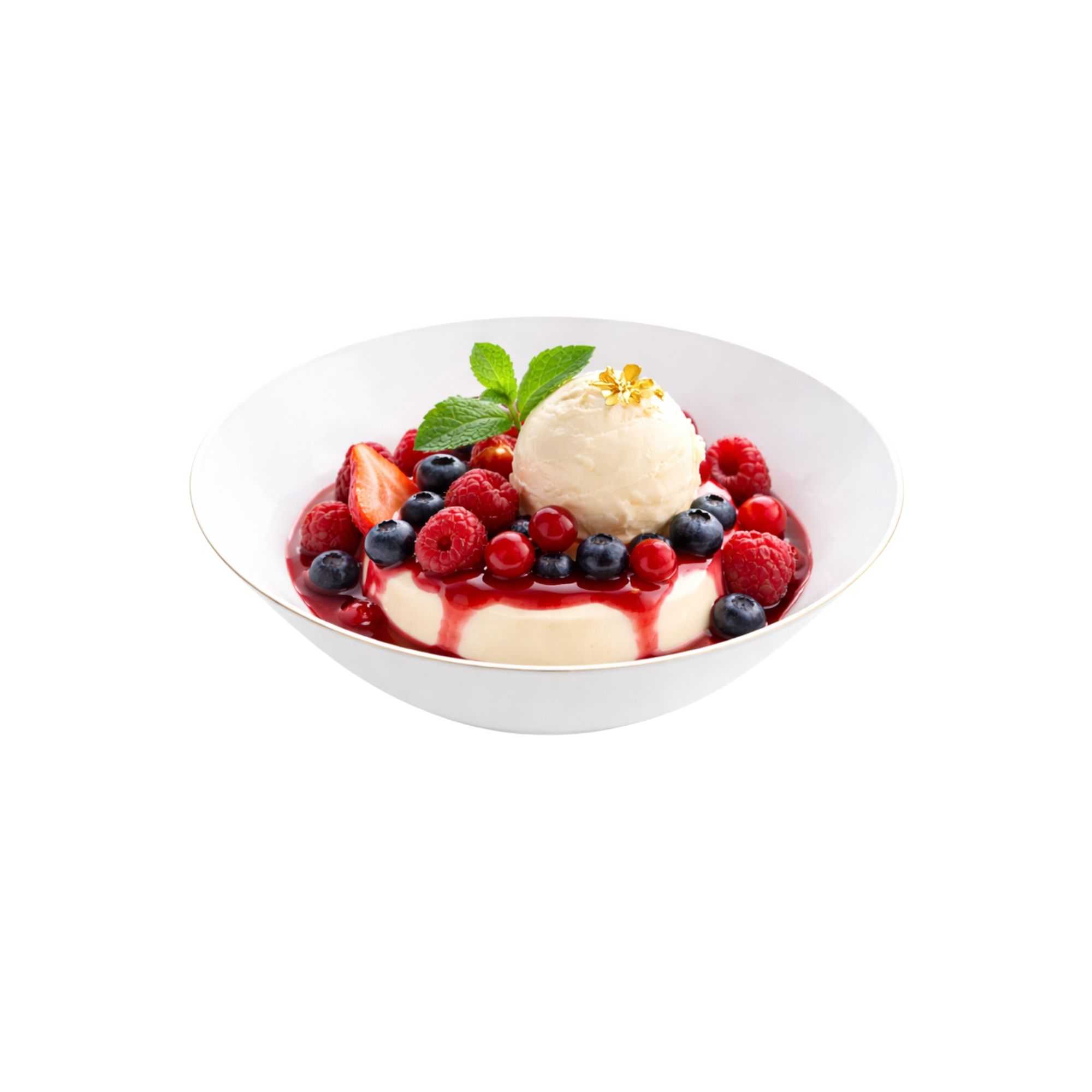 Moderna 16 oz Round White Plastic Gold-Rimmed Bowl - 7" x 7" x 2" - 100 count box