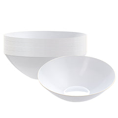 Moderna 16 oz Round White Plastic Gold-Rimmed Bowl - 7