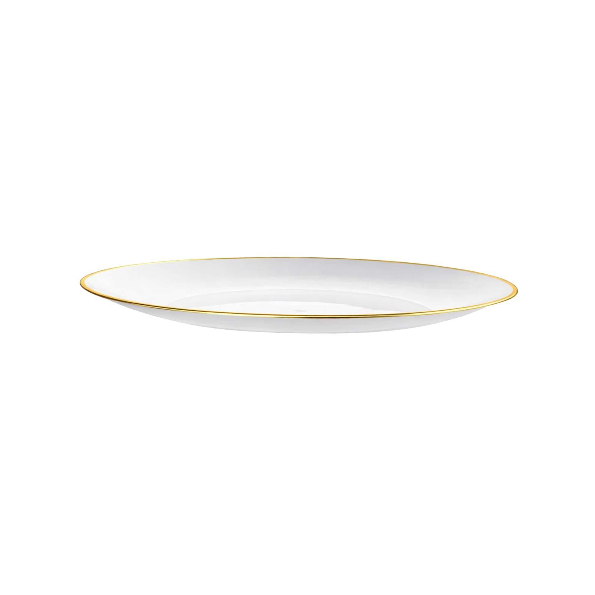 Moderna Round White Plastic Gold-Rimmed Plate - 10" x 10" x 3/4" - 200 count box
