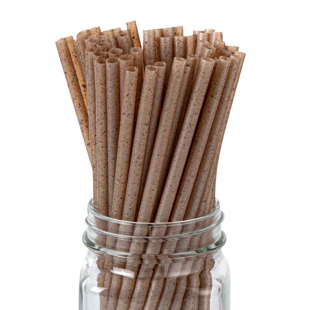 Basic Nature Brown PLA Plastic / Coffee Ground Straw - Compostable - 8 1/4" - 4000 count box