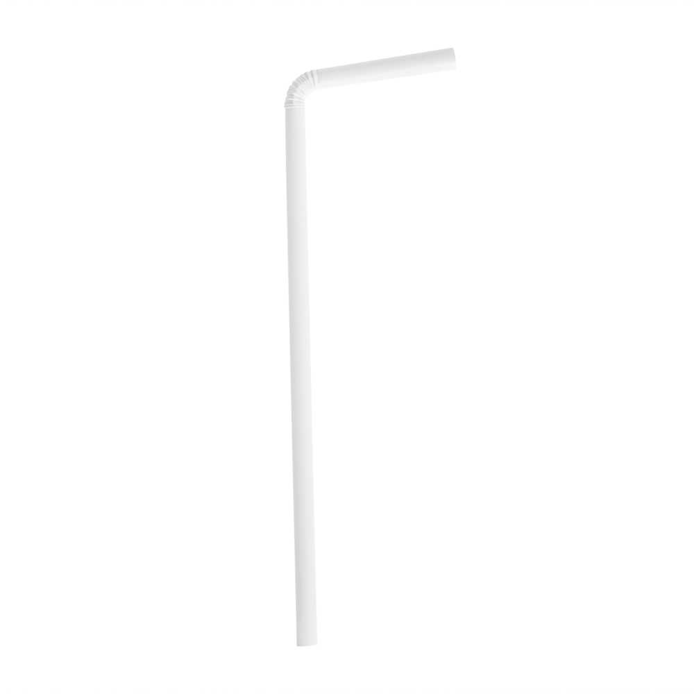 Basic Nature White PLA / PBAT Plastic Straw - Wrapped, Flexible, Compostable - 8 1/4" - 4000 count box