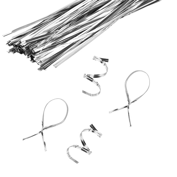 Bag Tek Silver Metallic Twist Tie / Bag Tie - 6 inch - 500 Count Box Bag Tek Silver Metallic Twist Tie / Bag Tie - 6 inch - 500 Count Box