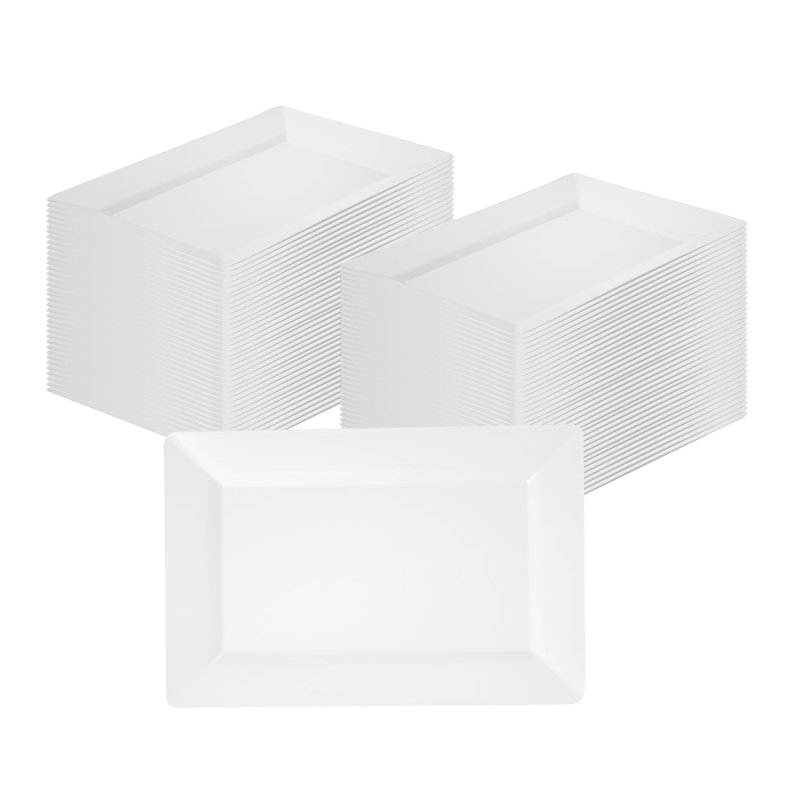 Moderna Rectangle White Plastic Plate - 9 1/2" x 6 1/4" x 1/2" - 100 ...