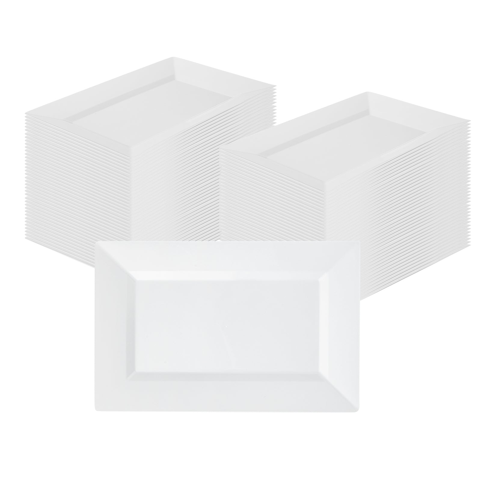 Moderna Rectangle White Plastic Plate - 12 3/4" x 8 1/4" x 3/4" - 100 ...