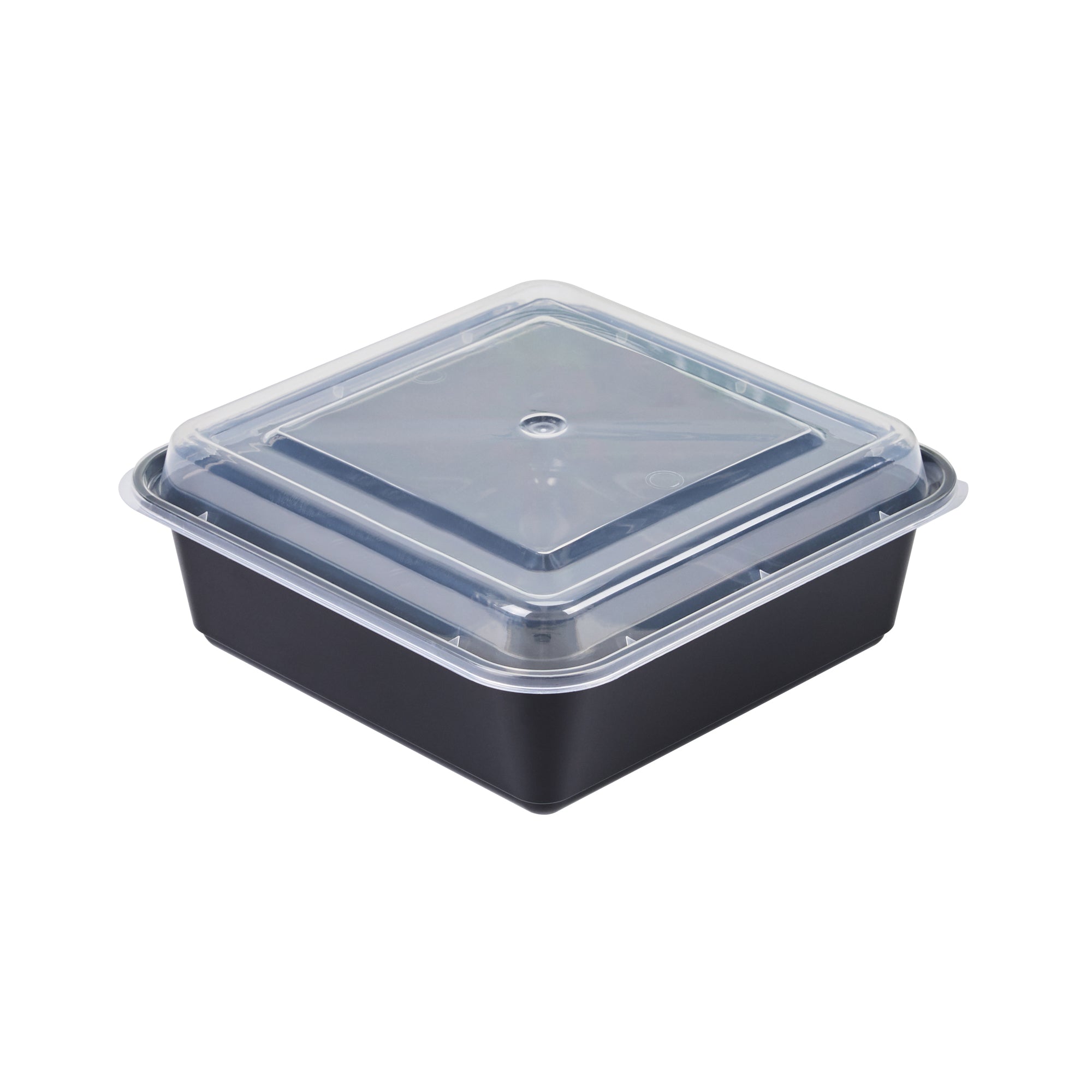 Thermo Tek 32 oz Square Black Plastic Take Out Container - with Lid - 7" x 7" x 2 1/2" - 100 count box