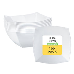 Moderna 8 oz Square White Plastic Bowl - 4 1/2
