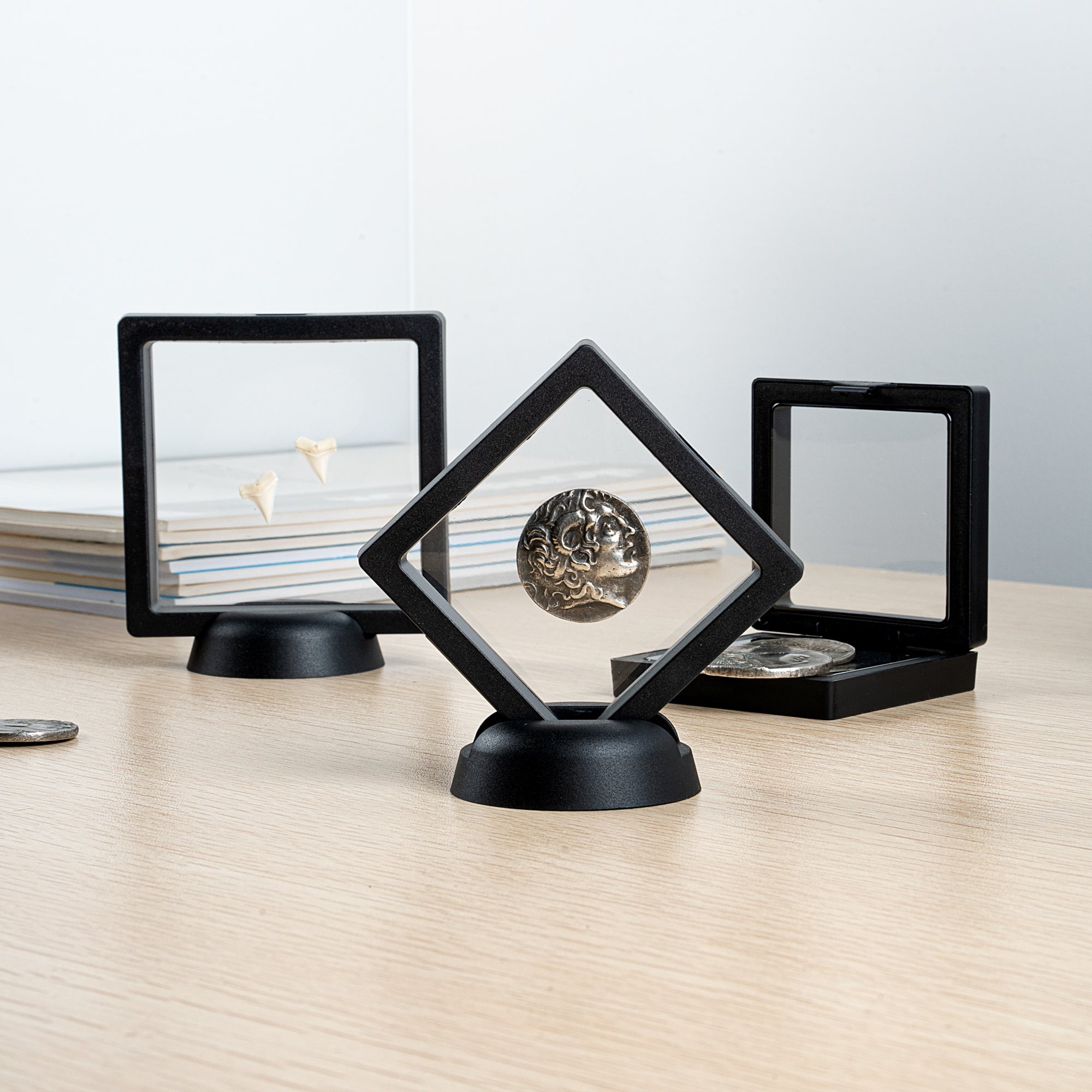 Display Tek Square Black Plastic 3D Floating Display Case - 2 3/4