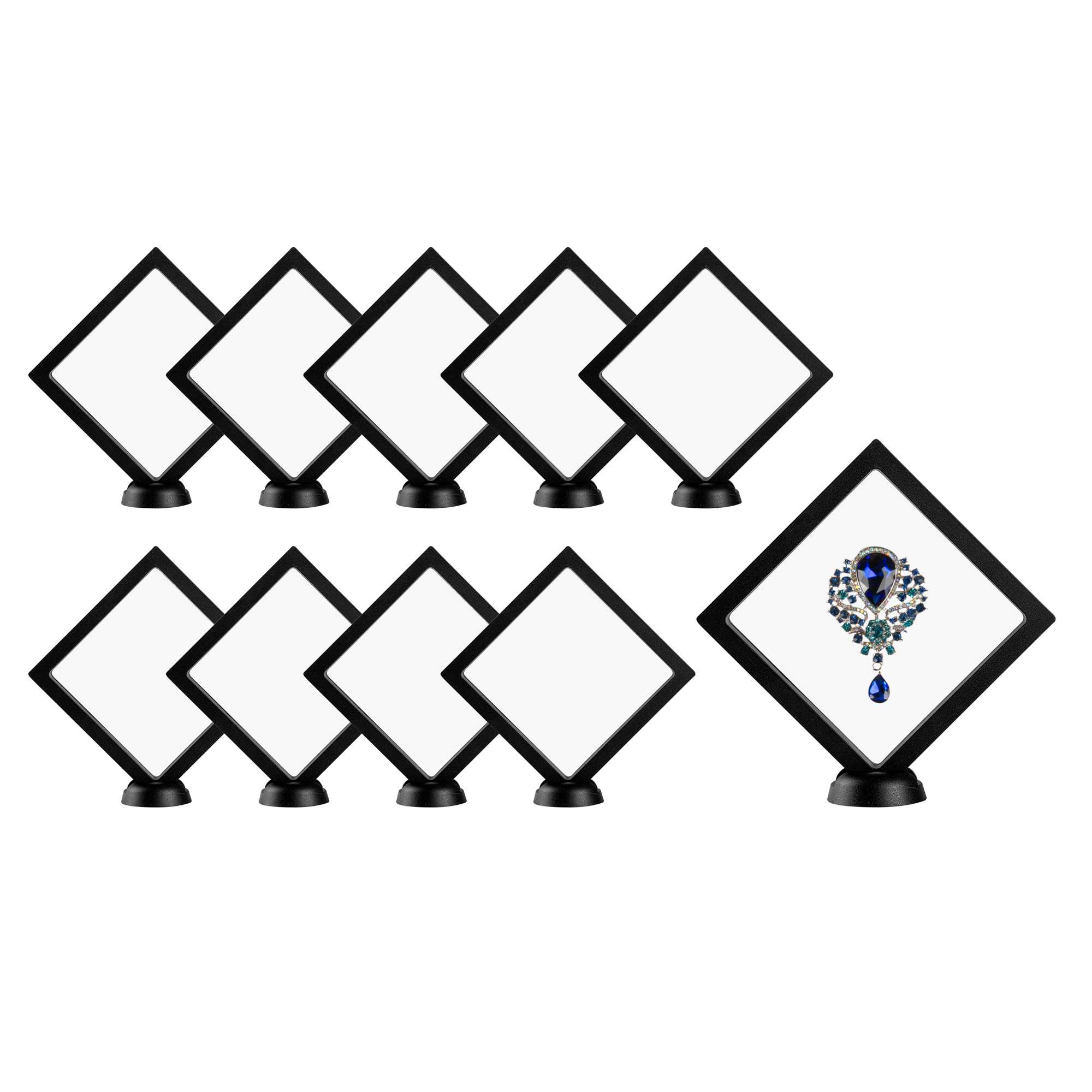 Display Tek Square Black Plastic 3D Floating Display Case - 5 1/2" x 5 1/2" x 3/4" - 320 count box