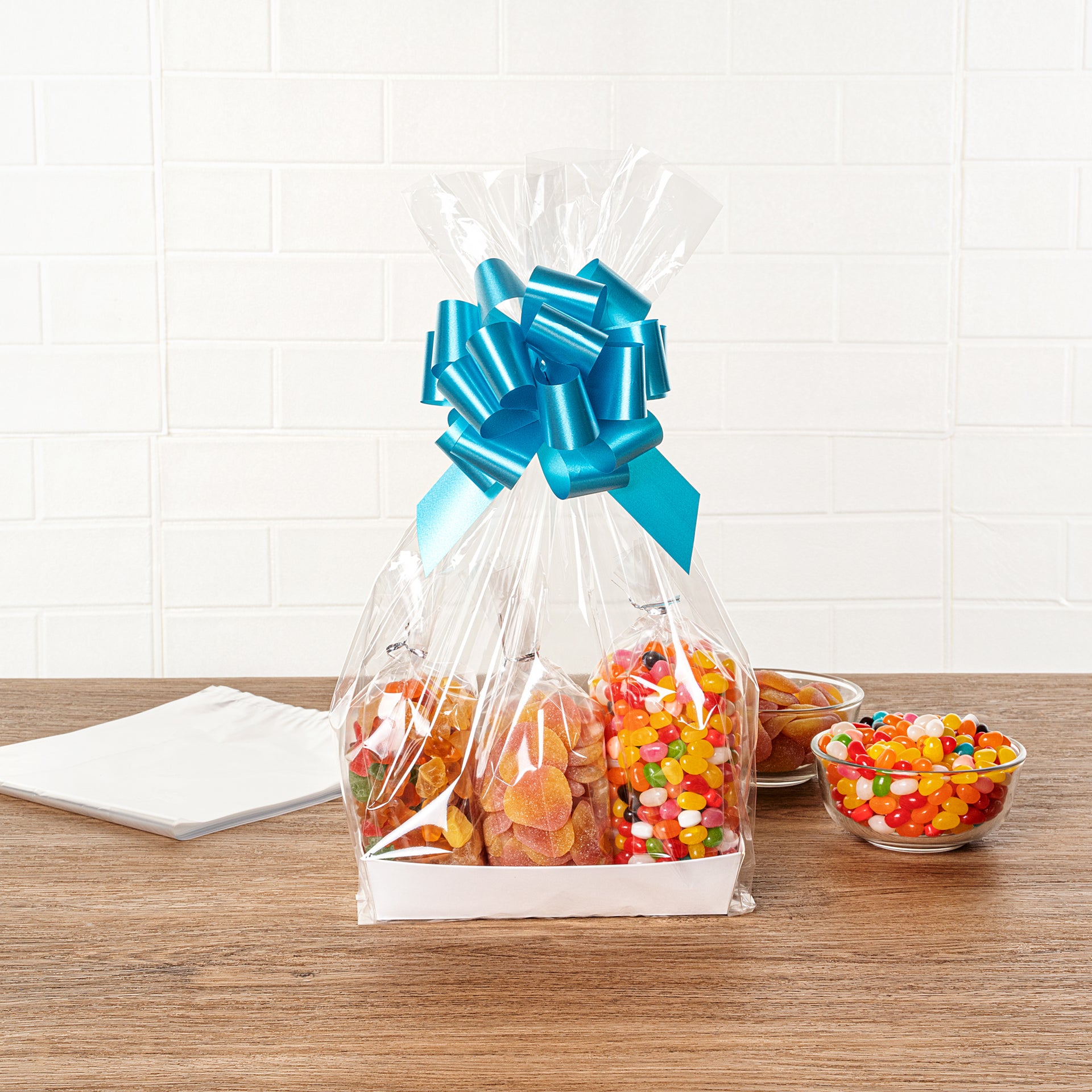 Bag Tek Clear Plastic Gift Basket Bag - Gusseted - 8" x 4" x 18" - 100 count box