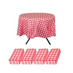 Table Tek Round Red Gingham Plastic Table Cover - 84