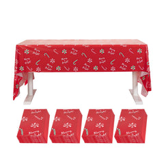 Table Tek Rectangle Christmas Candy Cane Plastic Table Cover - 108