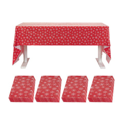 Table Tek Rectangle Christmas Snowflake Plastic Table Cover - 108