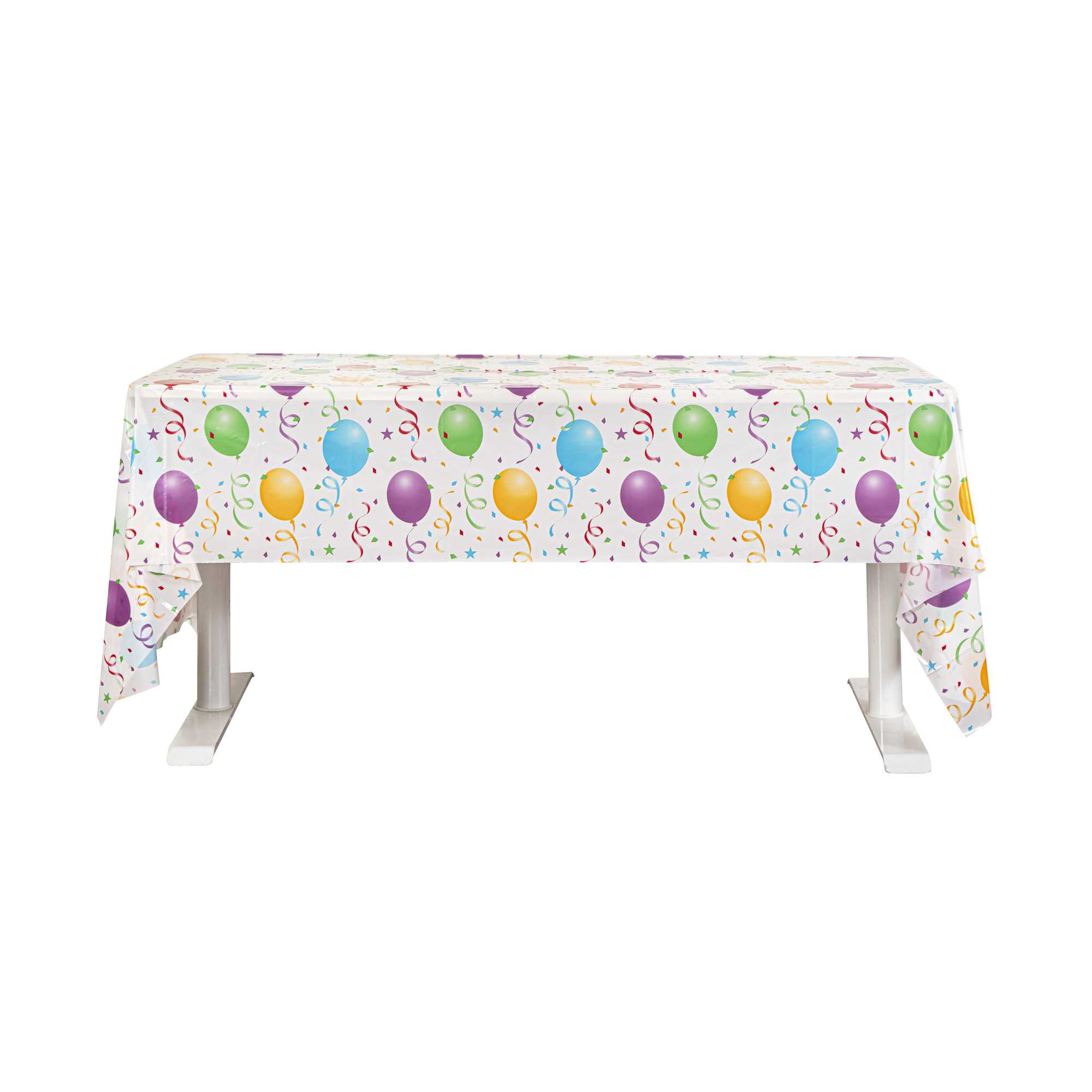 Table Tek Rectangle Assorted Balloon Plastic Table Cover - 108" x 54" - 120 count box