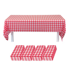 Table Tek Rectangle Red Gingham Red Plastic Table Cover - 108