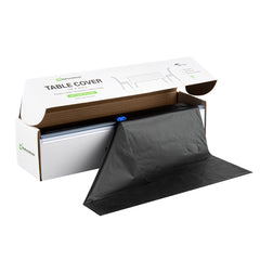 Table Tek Black Plastic Table Cover Roll - with Slide Cutter - 100' x 54