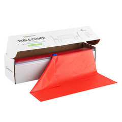 Table Tek Red Plastic Table Cover Roll - with Slide Cutter - 100' x 54