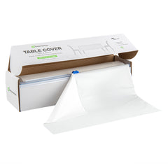 Table Tek White Plastic Table Cover Roll - with Slide Cutter - 100' x 54
