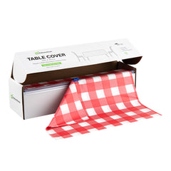 Table Tek Red Gingham Plastic Table Cover Roll - with Slide Cutter - 100' x 54