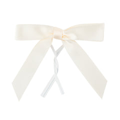 Gift Tek Ivory White Polyester Satin Twist Tie Bow - Pre-Tied - 3