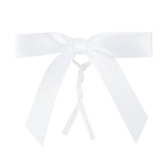 Gift Tek White Polyester Satin Twist Tie Bow - Pre-Tied - 3