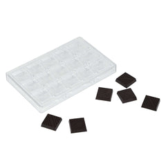 Pastry Tek Polycarbonate Square with Lines Candy / Chocolate Mold - 15-Compartment - 40 count box