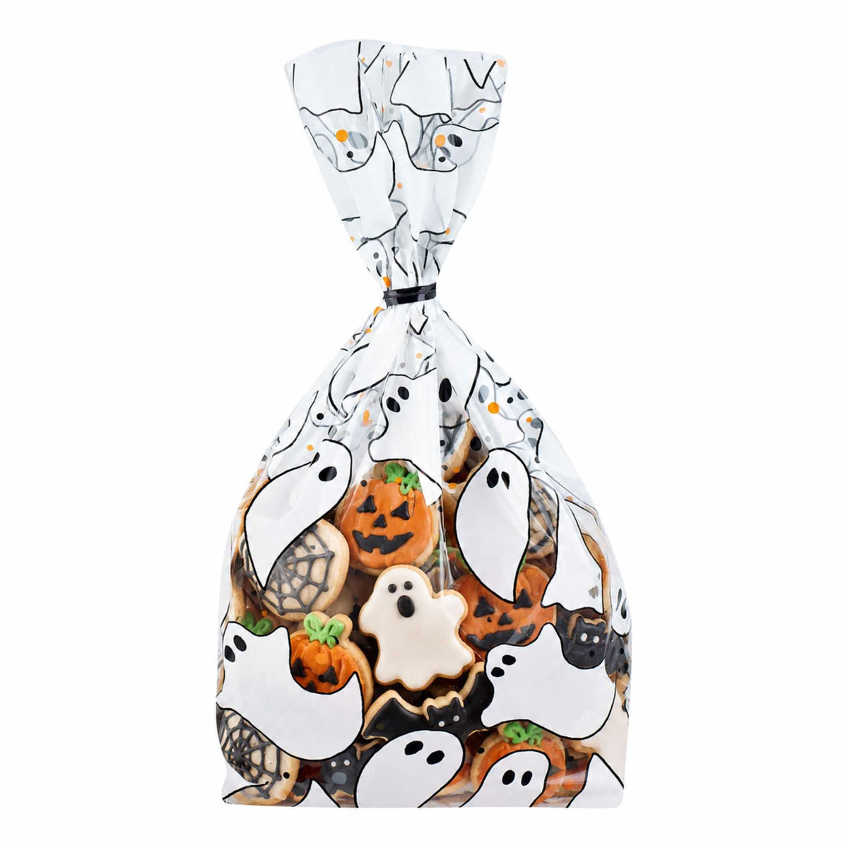Bag Tek Plastic Candy Bag - Ghosts, Gusseted - 4" x 2" x 9 1/2" - 4000 count box