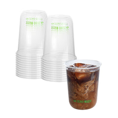 Zero Waste 12 oz U-Shape Clear PLA Plastic Drinking Cup - Compostable, Rounded Bottom - 3 1/2