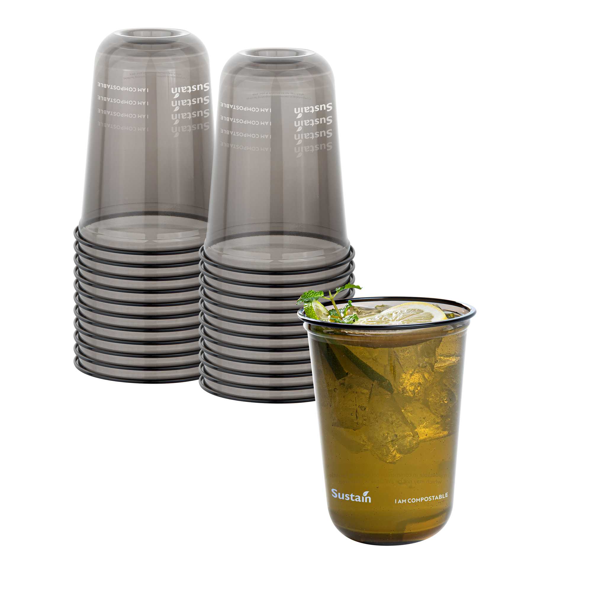 16 oz clear plastic tumblers Restaurantware Drinking Cups 1000 Count 16 Ounce Black PLA Plastic Cups with Rolled Rim, For Cold Beverages U-Shape Design Eco-Conscious On-The-Go Dri