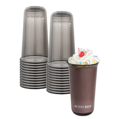Zero Waste 24 oz U-Shape Black PLA Plastic Drinking Cup - Compostable, Rounded Bottom - 3 1/2