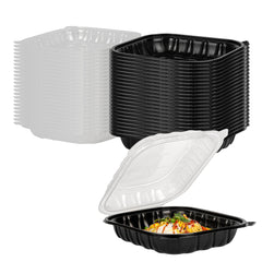 Thermo Tek 54 oz Black Plastic Clamshell Container - 10 1/4
