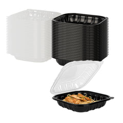 Thermo Tek 40 oz Black Plastic Clamshell Container - 9
