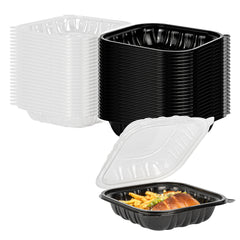 Thermo Tek 34 oz Black Plastic Clamshell Container - 8