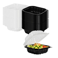 Thermo Tek 16 oz Black Plastic Clamshell Container - 6