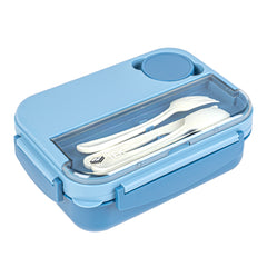 Bento Tek 44 oz Blue Lunch Box - BPA-Free, Microwave-Safe, with Utensils - 9