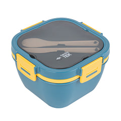 Bento Tek 58 oz Blue and Yellow Lunch Box - BPA-Free, Microwave-Safe, with Fork and Knife - 7 1/4