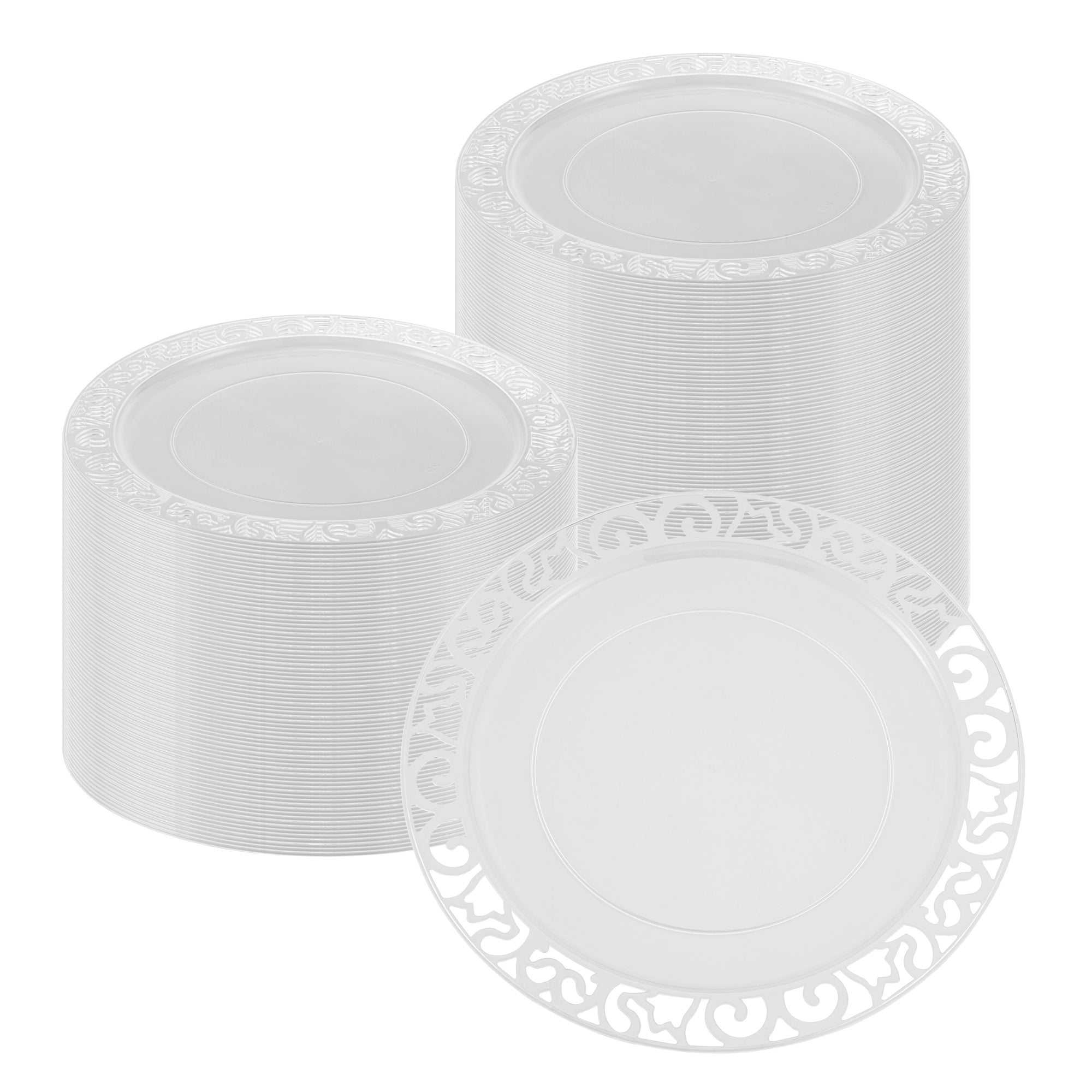 Maxi Serve Round Clear Plastic Plate - with Lace Rim - 11 3/4" x 11 3/4 ...