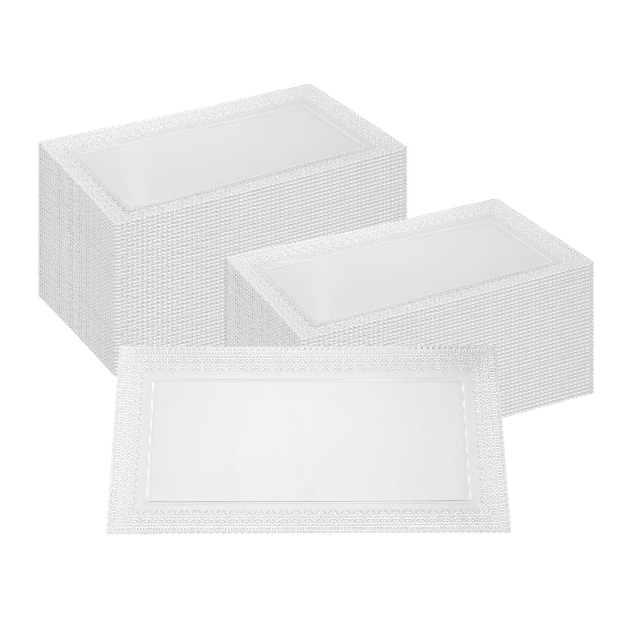 Maxi Serve Rectangle Clear Plastic Plate - with Lace Rim - 17" x 9 ...