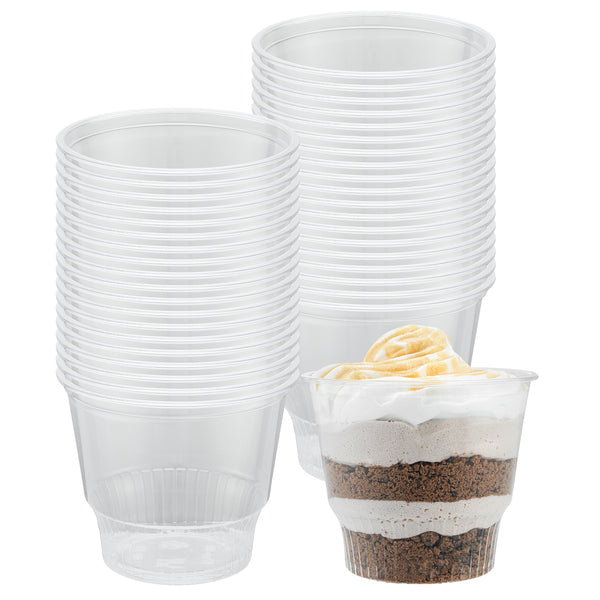 Restaurantware Plastic Dessert Cups 500 Count 12 oz Round Disposable Clear Parfait Bowls Crack-Resistant Stackable Individual Serving Cups Clear